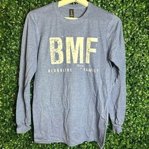 Blue Bloodline Means Family Graphic Logo Streetwear Long Sleeve T-Shirt Small